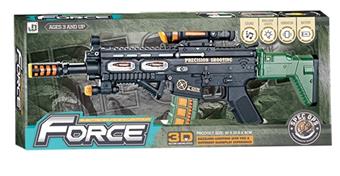 Electric sound and light dual bullet assault rifle (with shoulder strap)   ITEM NO.： W040882
