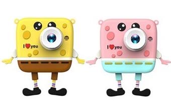 D10 SpongeBob SquarePants Dual Camera Silicone Shell Children's Camera Simulation Cartoon Digital Camera DSLR Pu Qing 2.0-inch Dual Camera 300000 Pixel (with built-in lithium battery)   ITEM NO.： W029231