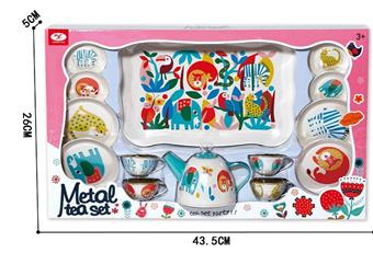Playing house with tinplate tea set   ITEM NO.： W023679