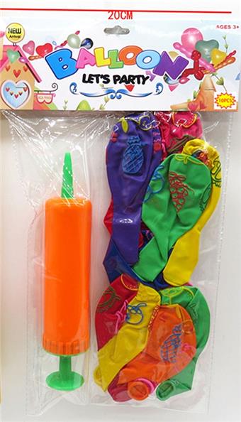 10 fruit patterned balloons+1 pump   ITEM NO.： W027755