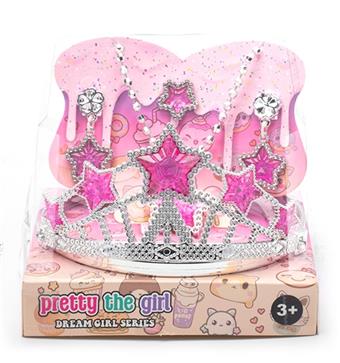 Cross border girl toy princess fairy wand magic wand electroplated crown jewelry gemstone crystal decoration play house new DIY set   ITEM NO.： W025925