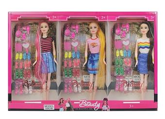 New 11.5-inch solid fashion princess with accessories, three mixed display boxes, 3PC   ITEM NO.： W033204