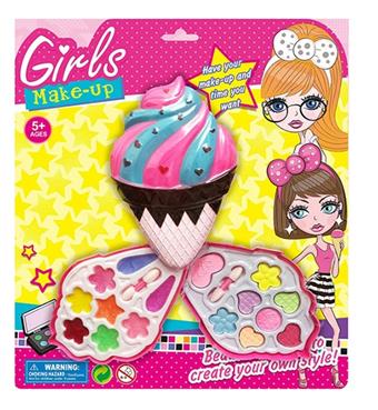Two layer ice cream cosmetics set, homemaker's makeup box, girl's makeup box, children's makeup, eye shadow, lip gloss   ITEM NO.： W039730