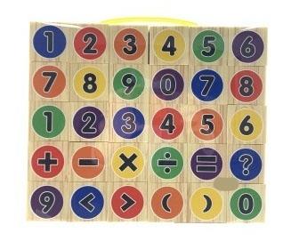 Wood grain EVA building blocks with numbers and arithmetic symbols 30pcs   ITEM NO.： W032578