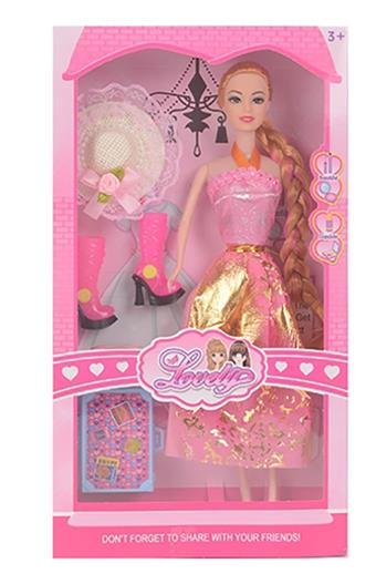 11.5-inch solid body, lively hands, fashion dress, Barbie with small luggage box and hat, shoes   ITEM NO.： W033221