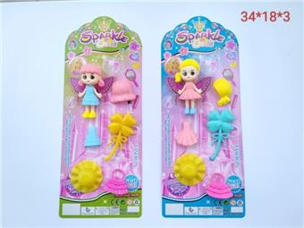 Pai Er Ke Er/Pearl Kurhn/DIY Dress up Doll 3.5-inch Princess Dress up 3.5-inch Clothes Plastic Clothes Lotus Leaf Hat Bag Four Leaf Comb PVC Suction Board Ponytail Play Toy Play Puzzle Toy Gift Toy Candy Toy Accessories Doll   ITEM NO.： W028873