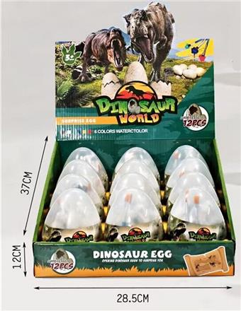 3 styles of 4-piece DIY painted dinosaur twisting egg shop 12pcs   ITEM NO.： W034342