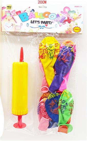 10 full flower patterned balloons+1 pump   ITEM NO.： W027740