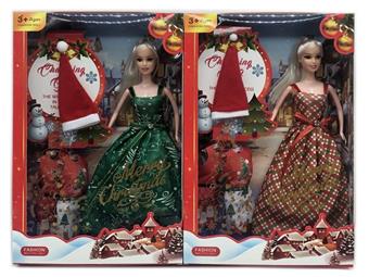 11.5-inch physical Christmas dress Barbie with snowman and Christmas hat mixed design   ITEM NO.： W033783