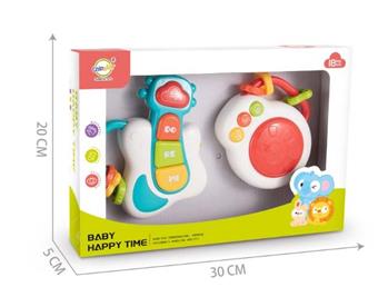 Baby sound and light instrument combination (guitar, drum)   ITEM NO.： W037342