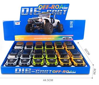 1: 28 alloy car model big G jungle version with five door return force (set of 12)   ITEM NO.： W033693