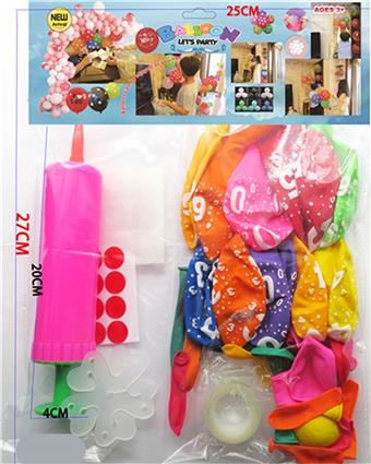 68 balloons of different sizes mixed+balloons randomly pasted+balloon chain+plum blossom knot+air pump   ITEM NO.： W027251