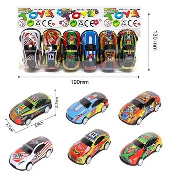 Alloy iron sheet rebound round head racing car (6PCS)   ITEM NO.： W026480