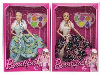 New popular 11.5 inch solid length hair princess with makeup high-end box 2 mixed designs   ITEM NO.： W033356