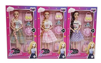 New 11.5-inch solid body fashionable clothing with handbag vacuum formed set, three mixed styles   ITEM NO.： W033171