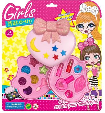 The second layer of peach heart bow knot household color makeup box, multi-layer children's cosmetics, eye shadow, lipstick, lip gloss, girls' dress   ITEM NO.： W039645