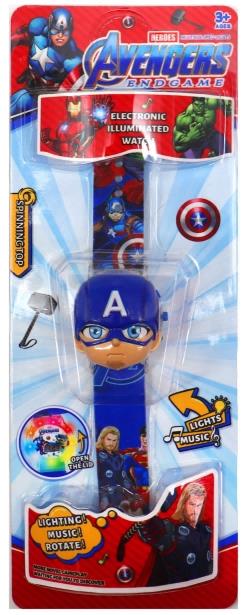 Captain America 3D Head Light Music Flip Watch   ITEM NO.： W027924