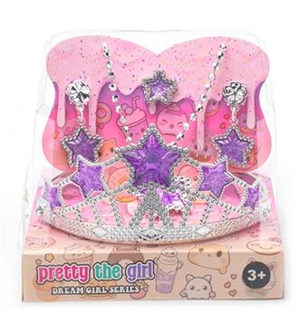 Cross border girl toy princess fairy wand magic wand electroplated crown jewelry gemstone crystal decoration play house new DIY set   ITEM NO.： W025924