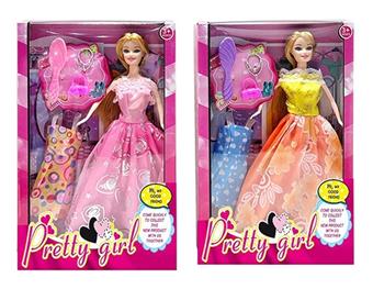 11.5 inch solid body, lively hands, fashionable princess dress, Barbie belt with changing clothes, comb, necklace, handbag, two mixed styles   ITEM NO.： W033216