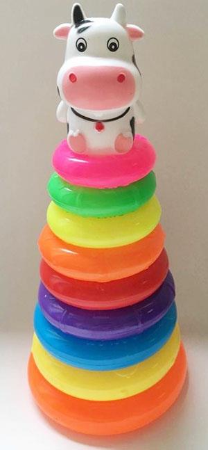 9-layer parent-child puzzle rainbow hoop - cartoon cow   ITEM NO.： W019159