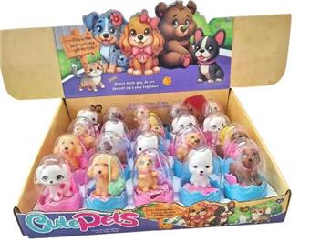 Display box of 20 eggshell glue coated dogs with cameras and popsicles (mixed in multiple colors) (price per unit)   ITEM NO.： W028300
