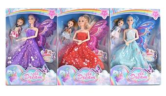 New 11.5-inch solid body wedding dress, butterfly princess, Barbie, with children, and three other randomly mixed styles   ITEM NO.： W033476