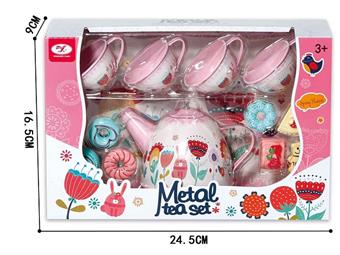Playing house with tinplate tea set   ITEM NO.： W023691