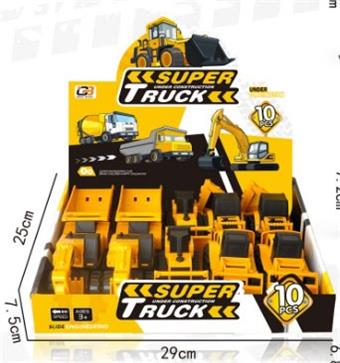 Sliding cartoon engineering vehicle set (10PCS)   ITEM NO.： W031466
