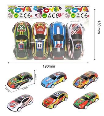 Alloy iron sheet rebound round head racing car (4PCS)   ITEM NO.： W026477