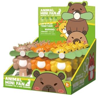 Cartoon deer hand cranked fan, can hold sugar (12PCS per unit price)   ITEM NO.： W039143