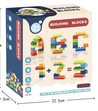 64 particle building blocks (numerical/letter shaped)   ITEM NO.： W032780