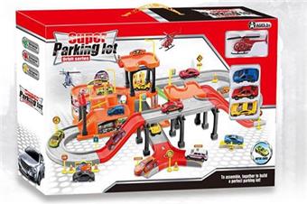 Rail parking lot equipped with 1 alloy helicopter and 3 alloy cars (sliding)   ITEM NO.： W021038