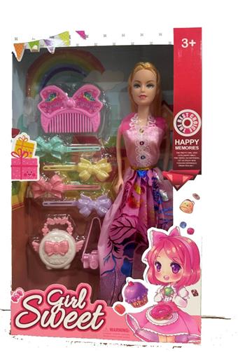 Window box 11.5-inch solid evening dress Barbie doll girl with comb+hair clip series+angel fashion bag+camera   ITEM NO.： W028273