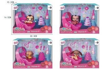 Q version mini puppy with cake, lighting, music, cradle   ITEM NO.： W019938