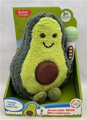 25CM plush avocado with microphone (with song, singing, recording, and lighting)   ITEM NO.： W034500