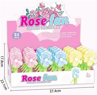 Hand pressed rose fan 24pcs (price per unit)   ITEM NO.： W039164