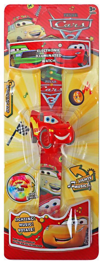 Cars 360 degree Rotating 3D Head Light Music Flip Watch   ITEM NO.： W027880