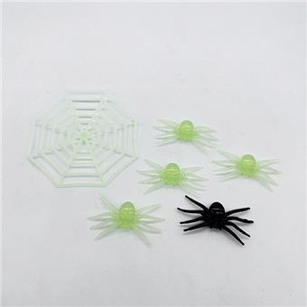 Luminous Spider Web+Spider (12 packs)   ITEM NO.： W023543