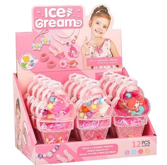 Girl's toy ice cream necklace accessory set (12 pieces set)   ITEM NO.： W034457