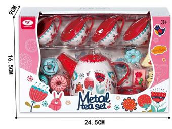 Playing house with tinplate tea set   ITEM NO.： W023692