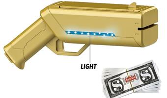 The fourth generation spray money gun with gold color and lighting e-commerce box   ITEM NO.： W023397