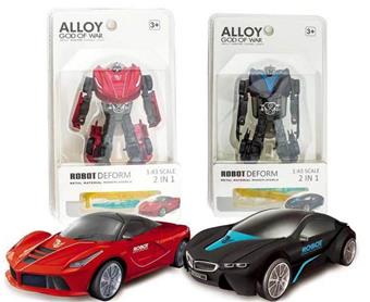 Ferrari (red)/BMW (black) 2 hybrid deformed alloy cars   ITEM NO.： W032024
