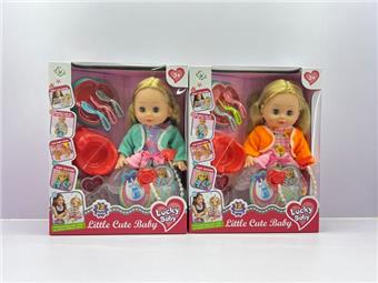 14 inch blinked double ponytail girl doll (with 12 sound IC+drinking water and urinating+bottle and dish+urinal+diaper+pacifier)   ITEM NO.： W039987