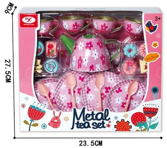 Playing house with tinplate tea set   ITEM NO.： W023682