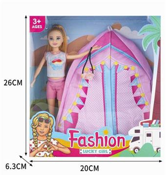 New Fashionable Outdoor 9-inch Body Active Joint Barbie Sister with Outdoor Tent Camera (CPC)   ITEM NO.： W028363