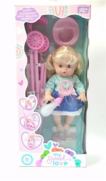 14 inch drinking water girl+plastic cart+IC   ITEM NO.： W036849