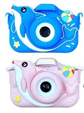 X2 Dolphin high-definition dual camera silicone shell children's camera simulation cartoon digital camera DSLR high-definition IPS screen 2.0-inch dual camera 300000 pixels (including built-in lithium battery)   ITEM NO.： W029233