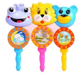 Chime drum cartoon animal+whistle (5 mixed styles)   ITEM NO.： W037006