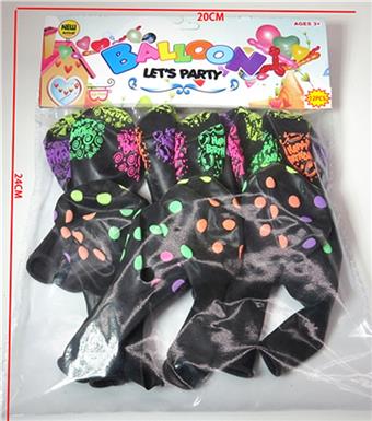 12 black dots and English birthday pattern balloons   ITEM NO.： W027420