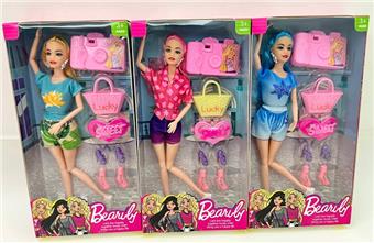 3 mixed 11 joint 11 inch Barbie doll+camera handbag set   ITEM NO.： W028328